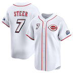 Cincinnati Reds #7 Spencer Steer White 2025 Speedway Classic Home Limited Stitched Baseball Jersey