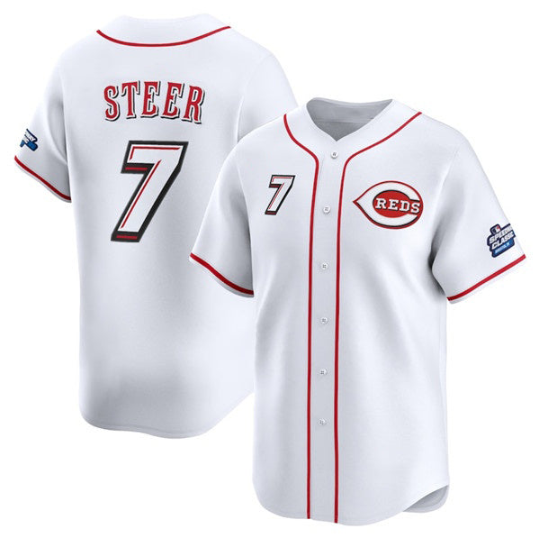 Cincinnati Reds #7 Spencer Steer White 2025 Speedway Classic Home Limited Stitched Baseball Jersey