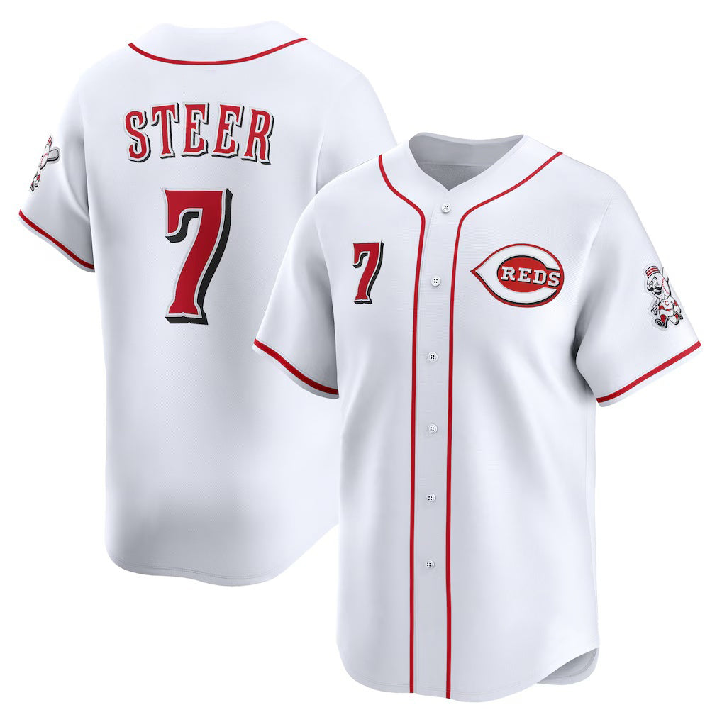 Cincinnati Reds #7 Spencer Steer White Home Limited Player Baseball Jersey