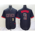 Cincinnati Reds #9 Joe Burrow Number Black 2023 City Connect Cool Base Stitched Baseball Jersey