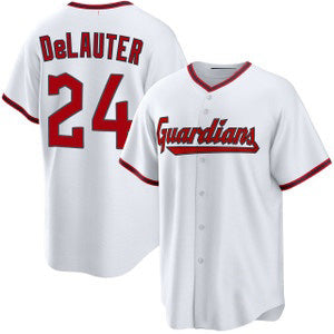 Cleveland Guardians #24 Chase DeLauter White Cool Base Limited Stitched Baseball Jersey