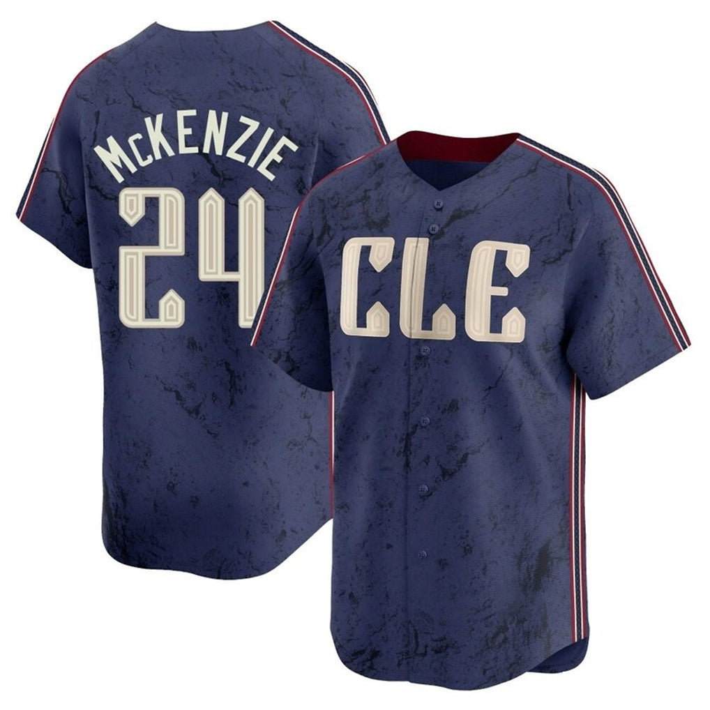 Cleveland Guardians #24 Triston McKenzie Player Navy City Connect Limited Home Stitched Baseball Jersey