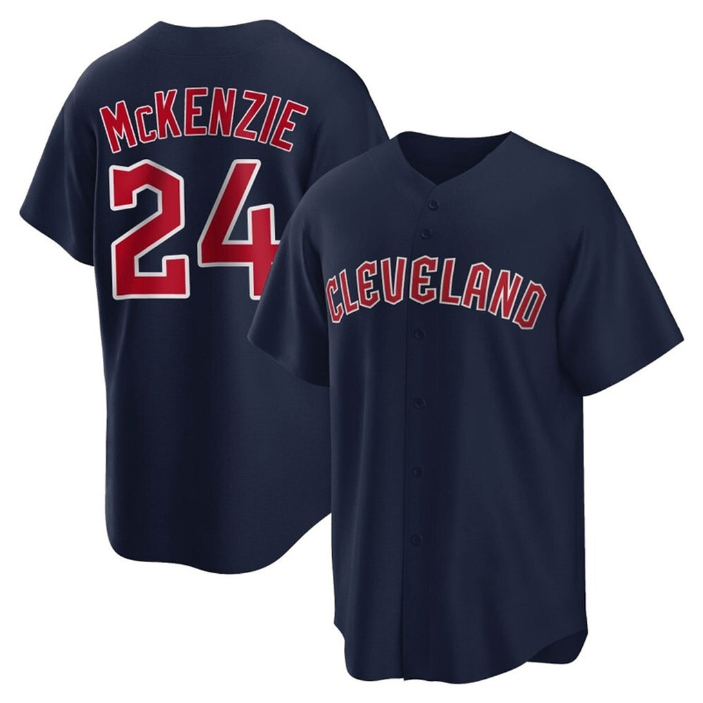 Cleveland Guardians #24 Triston McKenzie Player Navy Game Home Stitched Baseball Jersey