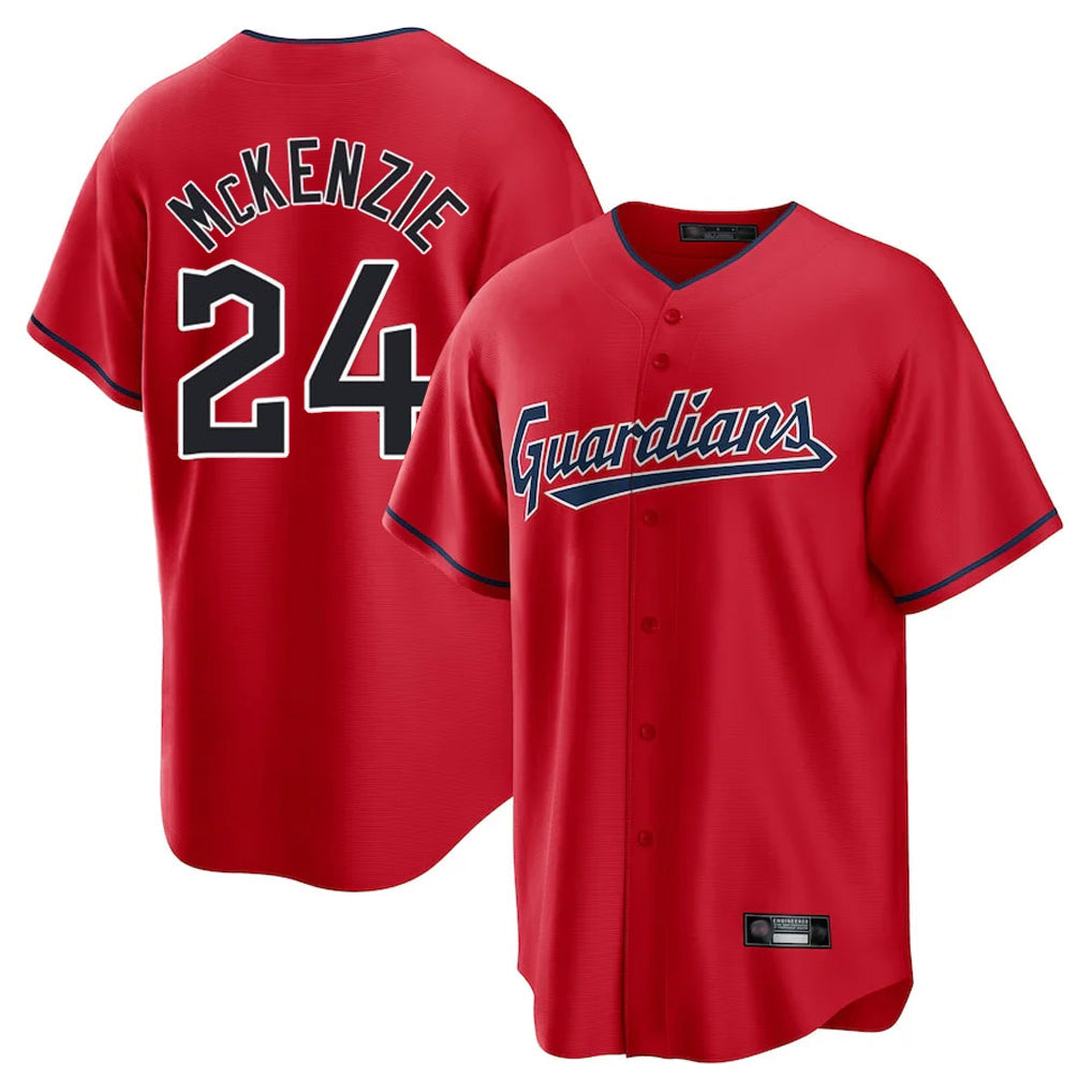 Cleveland Guardians #24 Triston McKenzie Player Red Home Game Stitched Baseball Jersey