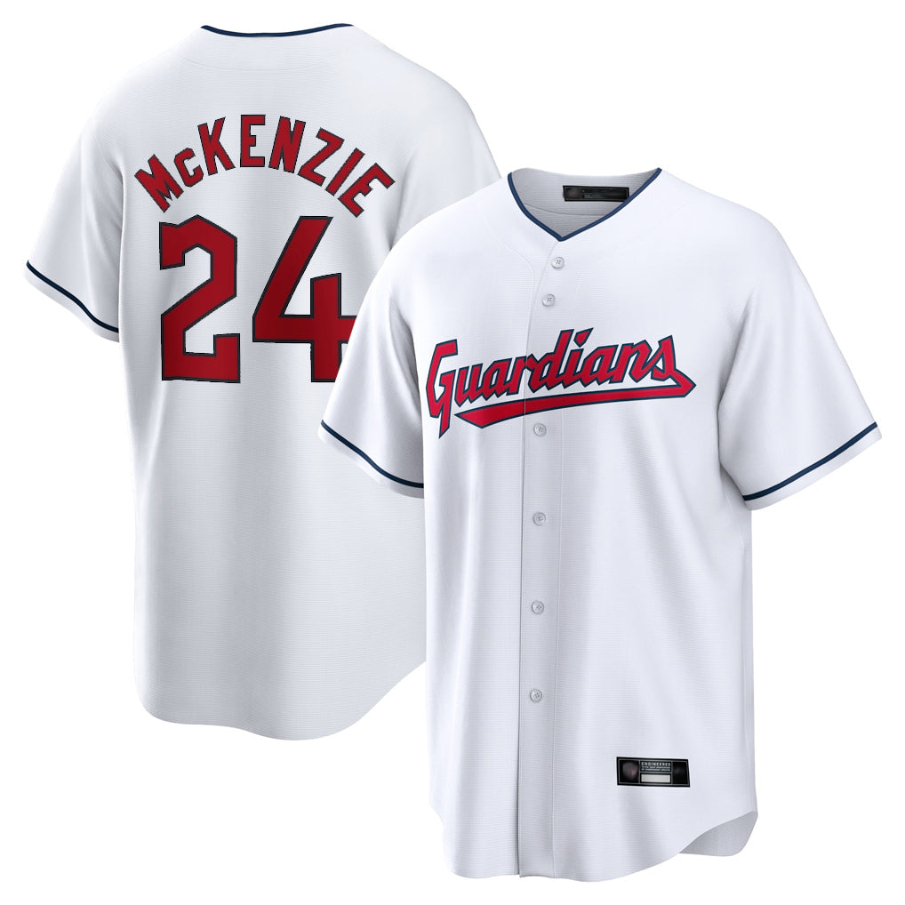 Cleveland Guardians #24 Triston McKenzie Player White Home Game Stitched Baseball Jersey