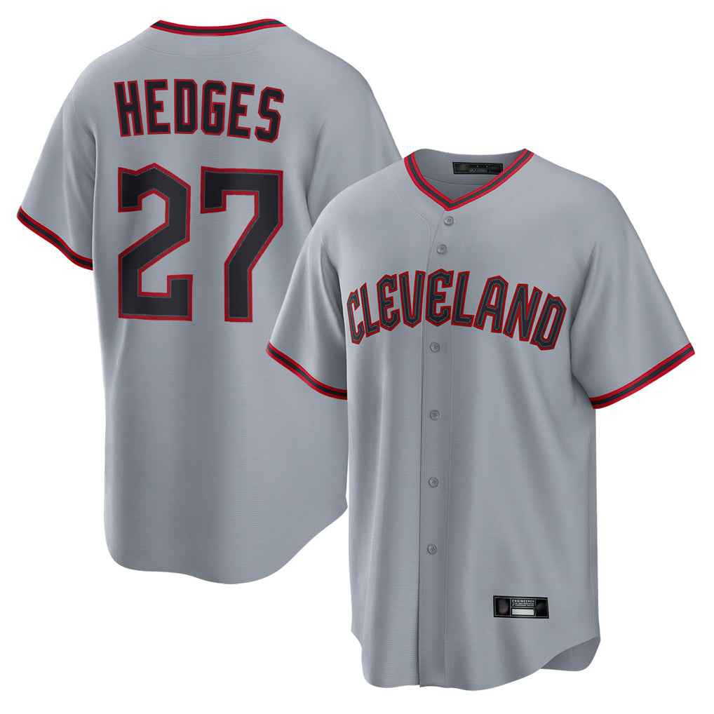 Cleveland Guardians #27 Austin Hedges Player Gray Home Game Stitched Baseball Jersey