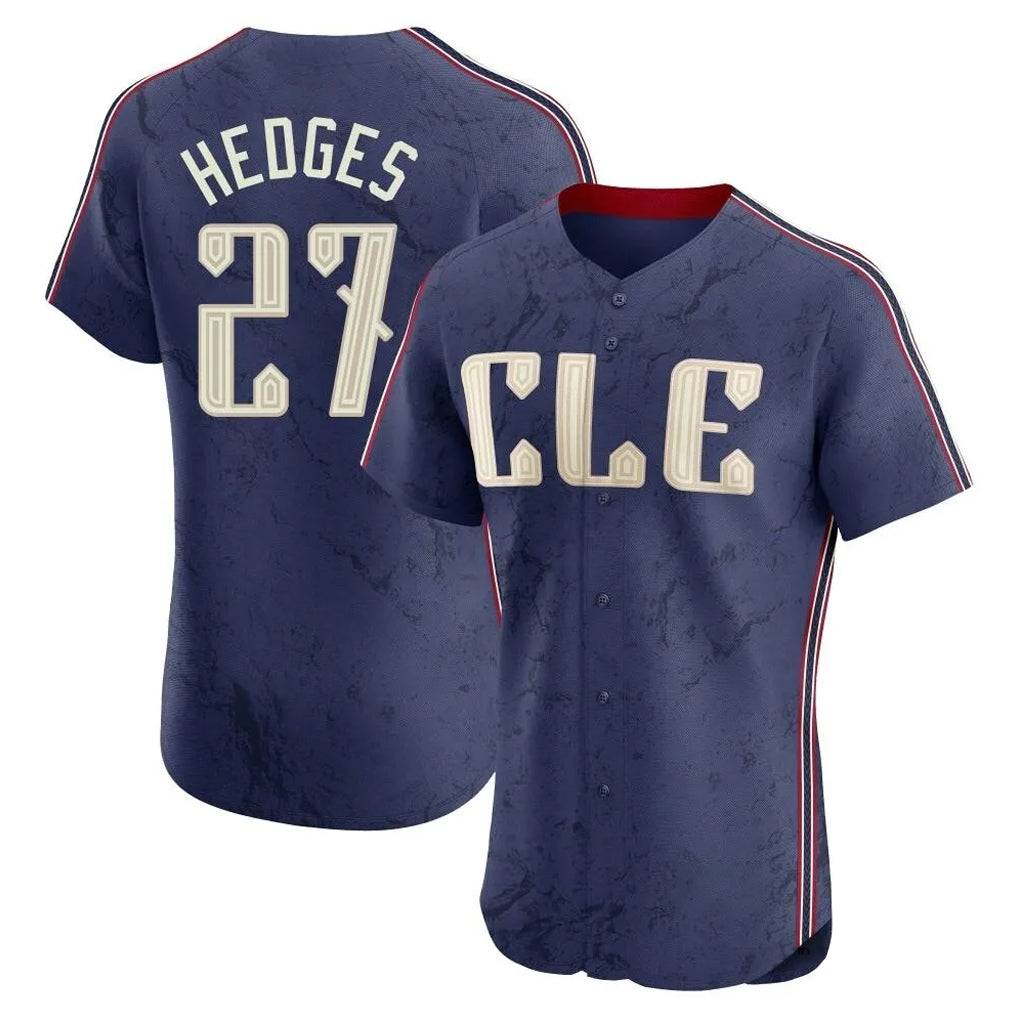 Cleveland Guardians #27 Austin Hedges Player Navy City Connect Limited Elite Home Stitched Baseball Jersey