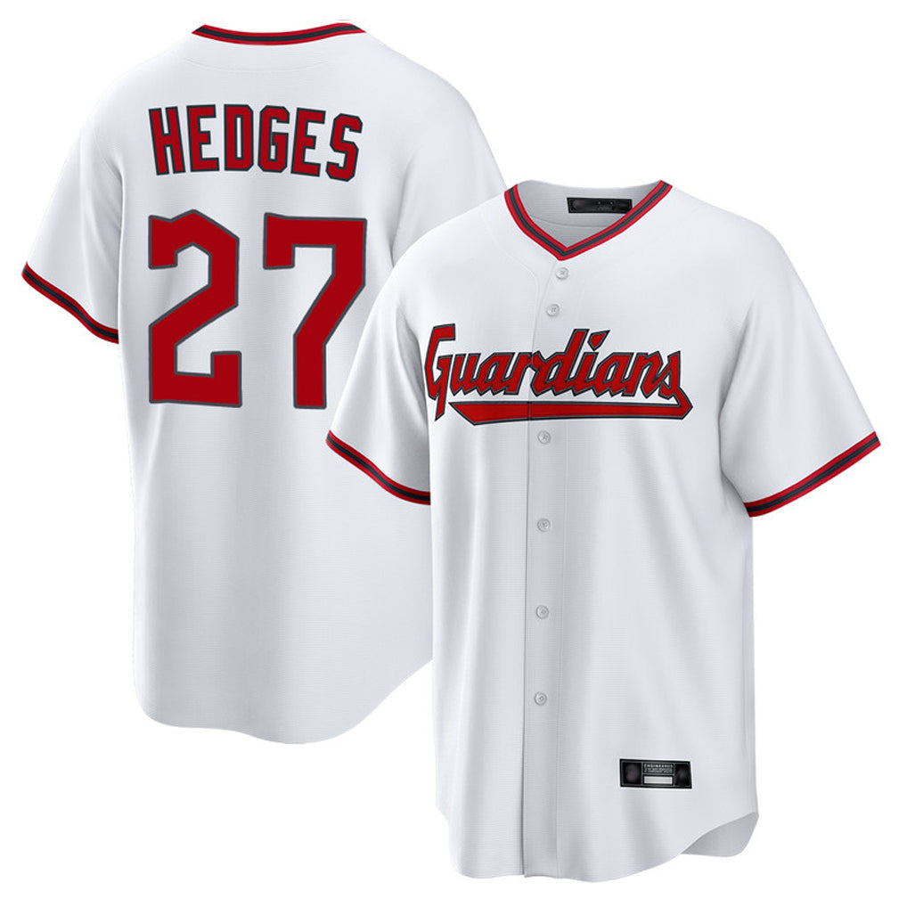 Cleveland Guardians #27 Austin Hedges Player White Game Home Stitched Baseball Jersey
