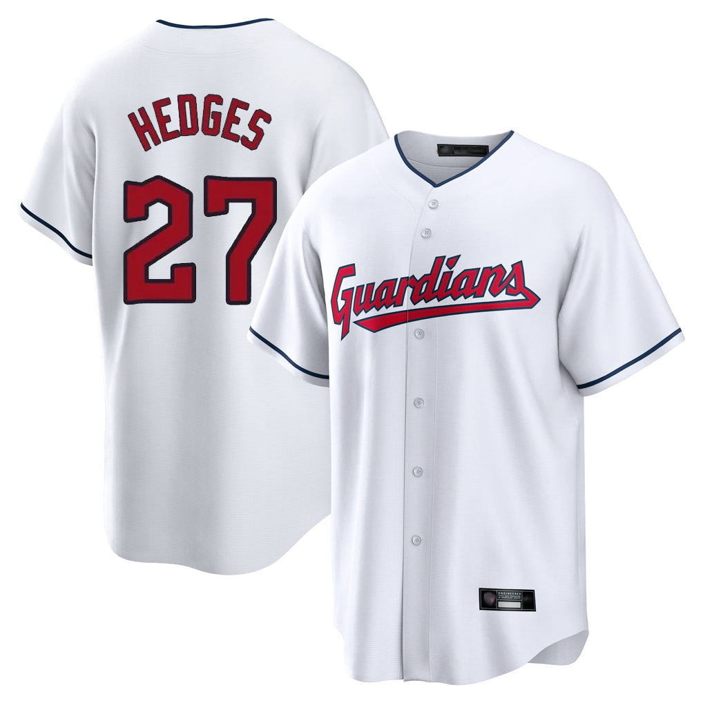 Cleveland Guardians #27 Austin Hedges Player White Home Game Stitched Baseball Jersey