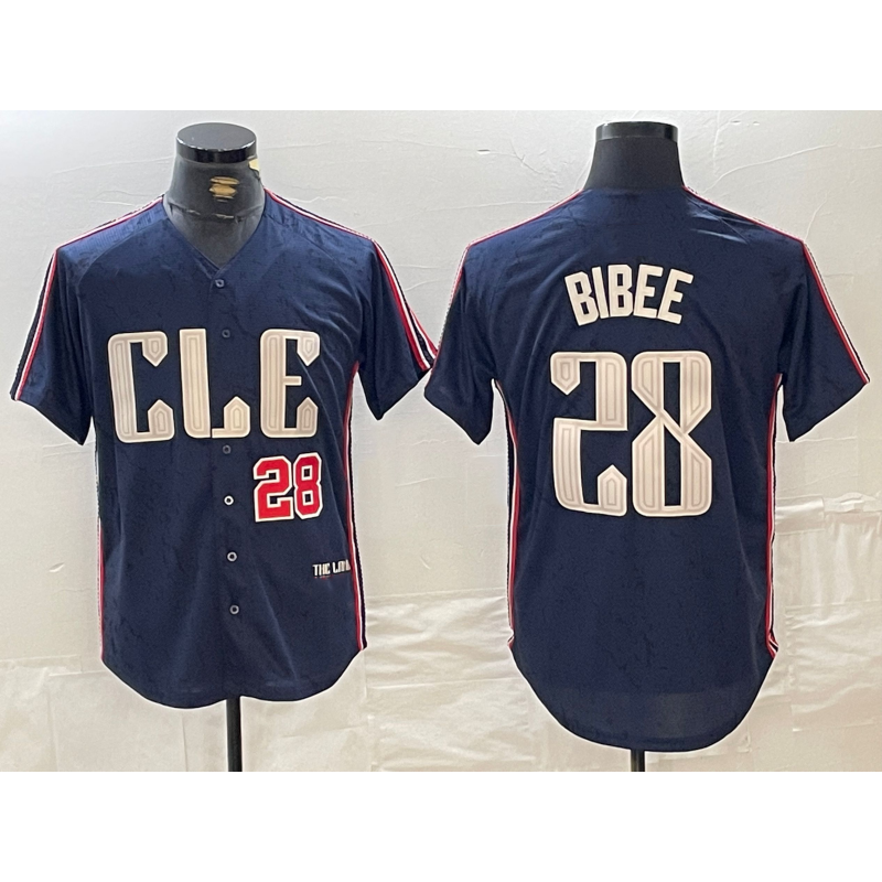 Cleveland Guardians #28 Tanner Bibee Number Navy 2024 City Connect Limited Stitched Baseball Jersey