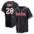 Cleveland Guardians #28 Tanner Bibee Player Black Fashion Out Home Game Stitched Baseball Jersey