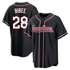 Cleveland Guardians #28 Tanner Bibee Player Black Fashion Out Home Game Stitched Baseball Jersey