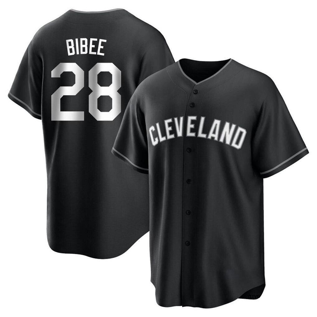 Cleveland Guardians #28 Tanner Bibee Player Black Home Game Stitched Baseball Jersey