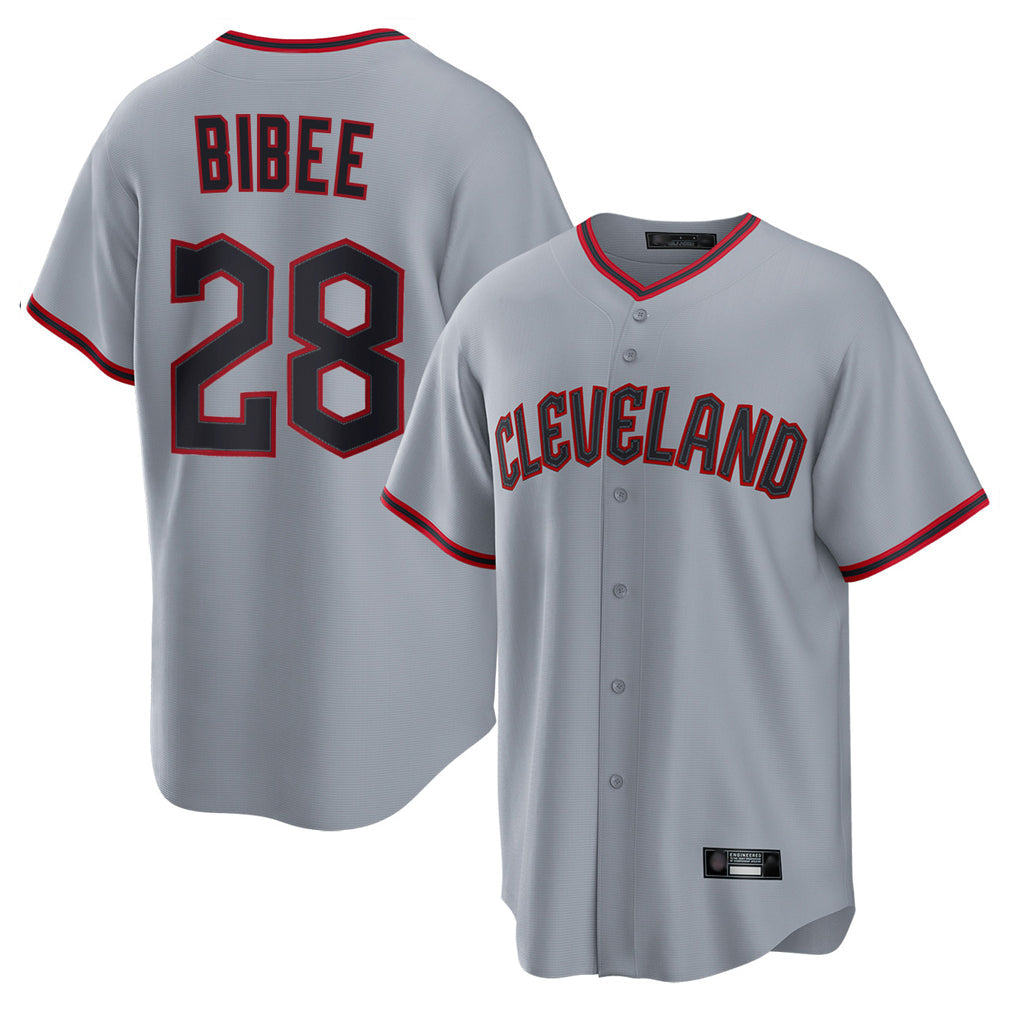 Cleveland Guardians #28 Tanner Bibee Player Gray Home Game Stitched Baseball Jersey