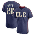 Cleveland Guardians #28 Tanner Bibee Player Navy City Connect Limited Elite Home Stitched Baseball Jersey