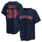 Cleveland Guardians #28 Tanner Bibee Player Navy Game Home Stitched Baseball Jersey