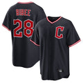 Cleveland Guardians #28 Tanner Bibee Player Navy Home Game Stitched Baseball Jersey