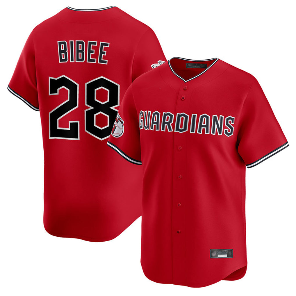 Cleveland Guardians #28 Tanner Bibee Player Red Limited Home Stitched Baseball Jersey