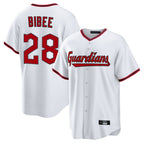 Cleveland Guardians #28 Tanner Bibee Player White Game Home Stitched Baseball Jersey