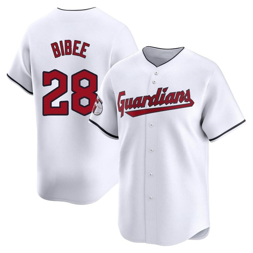 Cleveland Guardians #28 Tanner Bibee Player White Limited Home Stitched Baseball Jersey