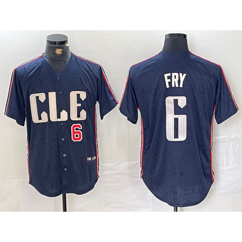 Cleveland Guardians #6 David Fry Number Navy 2024 City Connect Limited Stitched Baseball Jersey