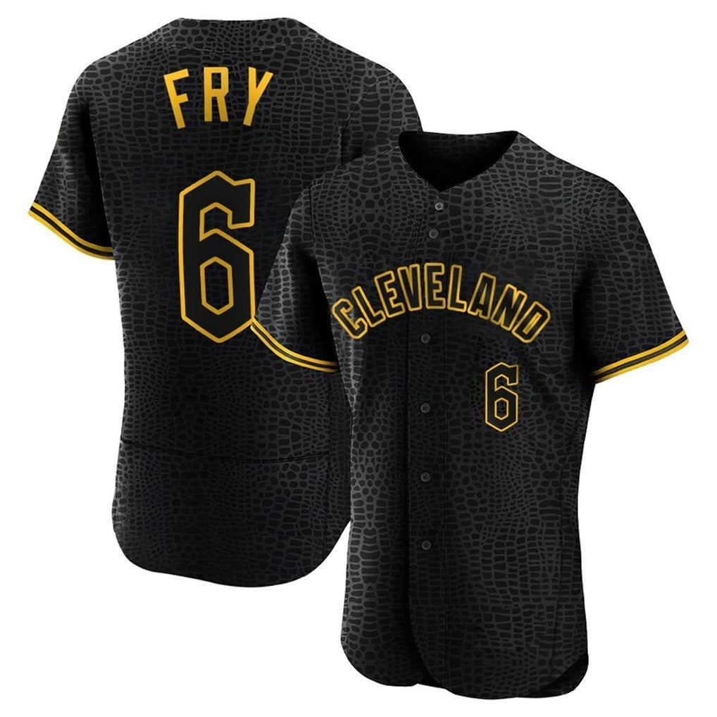 Cleveland Guardians #6 David Fry Player Black Snake Skin City Limited Elite Home Stitched Baseball Jersey