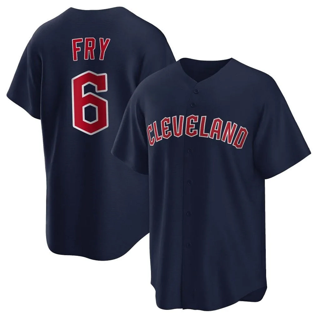 Cleveland Guardians #6 David Fry Player Navy Game Home Stitched Baseball Jersey