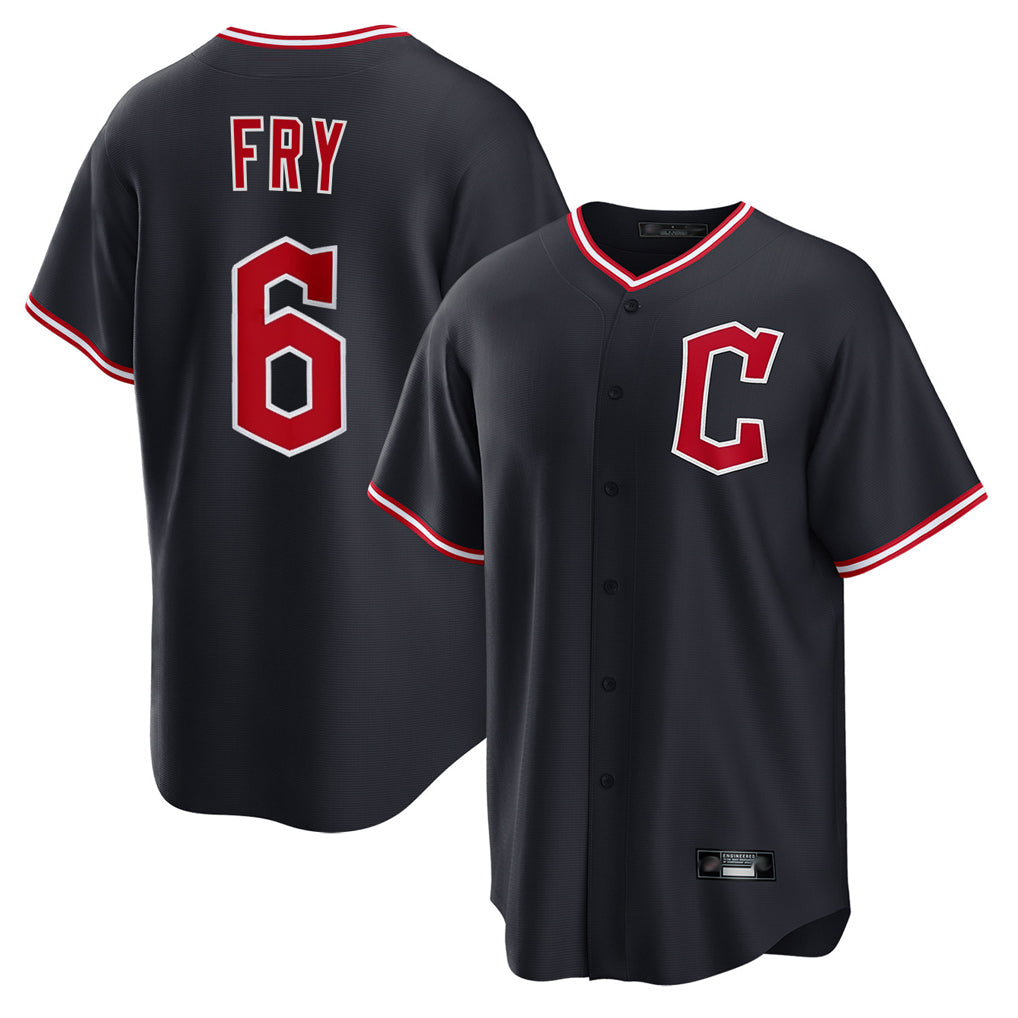 Cleveland Guardians #6 David Fry Player Navy Home Game Stitched Baseball Jersey