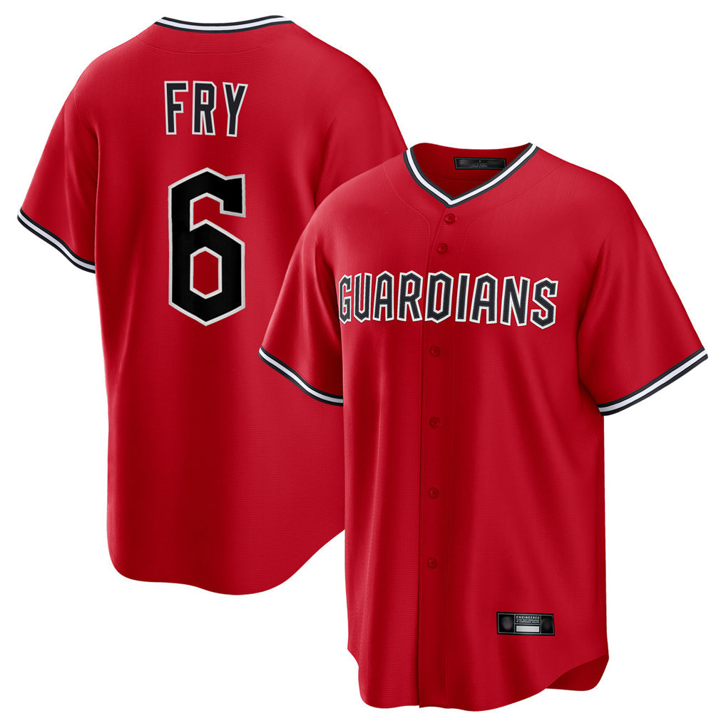 Cleveland Guardians #6 David Fry Player Red Home Game Stitched Baseball Jersey