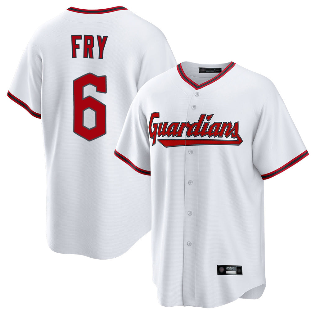 Cleveland Guardians #6 David Fry Player White Game Home Stitched Baseball Jersey