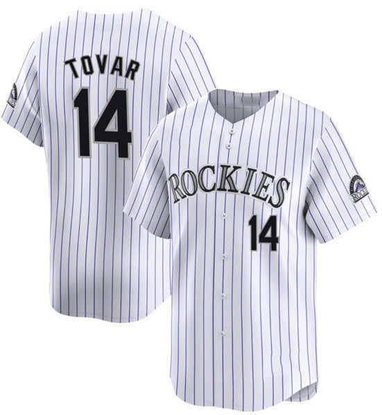 Colorado Rockies #14 Ezequiel Tovar White  Home Limited Stitched Baseball Jersey