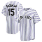 Colorado Rockies #15 Hunter Goodman White Home Replica Baseball Jersey