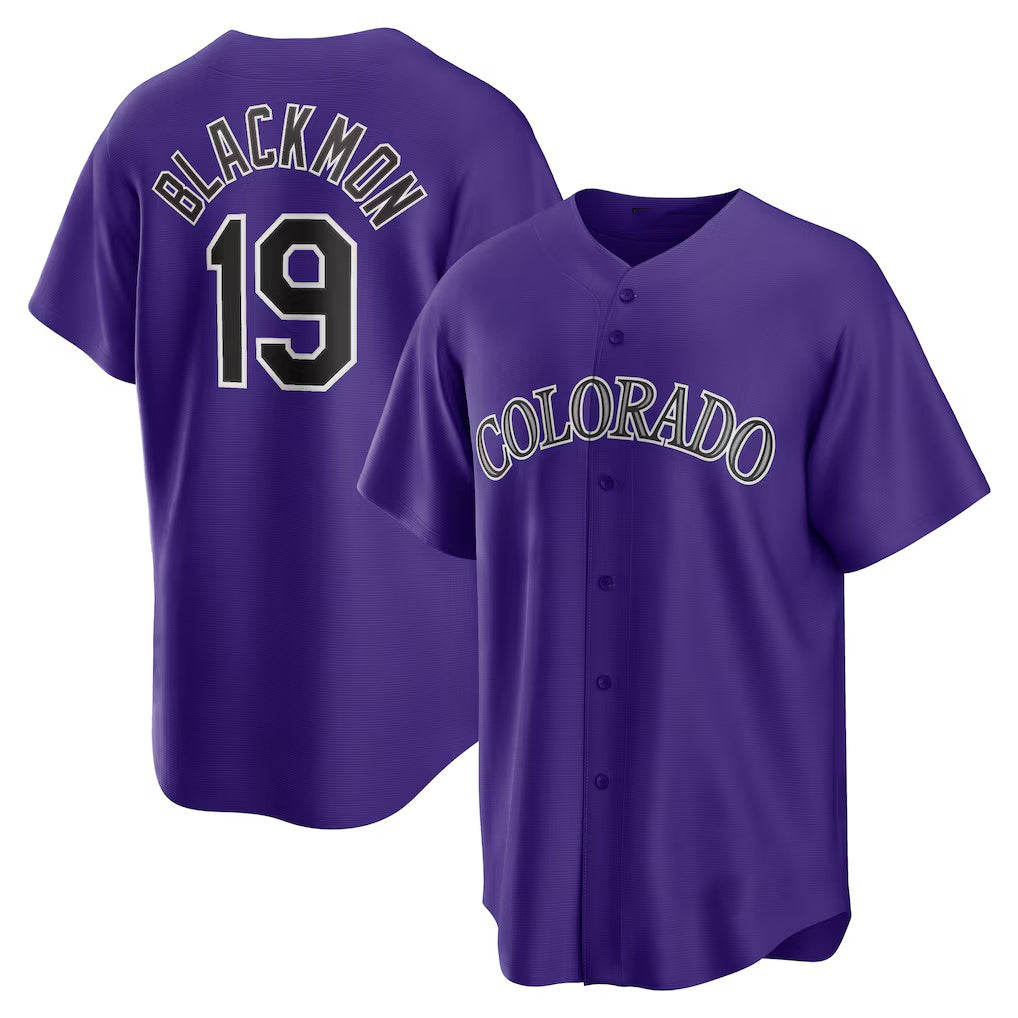 Colorado Rockies #19 Charlie Blackmon Purple Alternate Replica Player Name Baseball Jersey