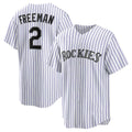 Colorado Rockies #2 Tyler Freeman White Home Replica Baseball Jersey