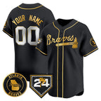 Custom Atlanta Braves Black Gold 2024 Spring Training Patch Limited Stitched Baseball Jersey