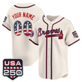 Custom Atlanta Braves Cream USA 250 Fourth of July Vapor Premier Limited Jersey ¡§C All Stitched Baseball Jersey