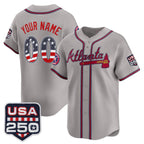 Custom Atlanta Braves Gray USA 250 Fourth of July Vapor Premier Limited Jersey ¡§C All Stitched Baseball Jersey