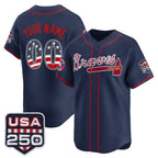 Custom Atlanta Braves Navy USA 250 Fourth of July Vapor Premier Limited Jersey ¡§C All Stitched Baseball Jersey