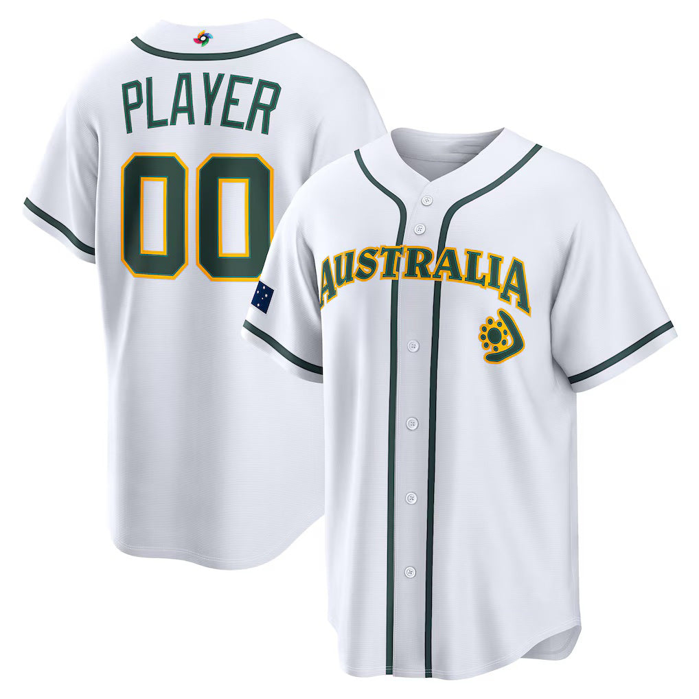 Custom Australia Baseball 2026 World Baseball Classic Home Pick-A-Player Jersey - White
