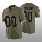 Custom B.Bills ACTIVE PLAYER 2022 Olive Salute To Service Limited Stitched Football American Jersey