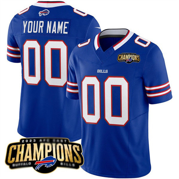 Custom B.Bills Active Player Blue 2023 F.U.S.E. AFC East Champions Ptach Stitched Football American Jersey
