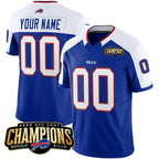 Custom B.Bills Active Player Blue White 2023 F.U.S.E. AFC East Champions Ptach Stitched Football American Jersey