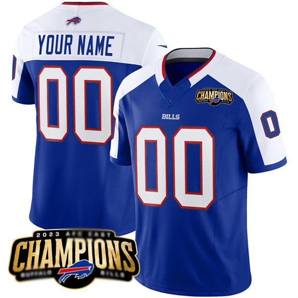 Custom B.Bills Active Player Blue White 2023 F.U.S.E. AFC East Champions Ptach Stitched Football American Jersey