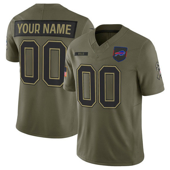 Custom B.Bills Active Player Olive 2025 Salute to Service Limited Stitched Football American Jersey