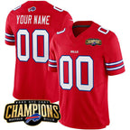 Custom B.Bills Active Player Red 2023 F.U.S.E. AFC East Champions Ptach Stitched Football American Jersey