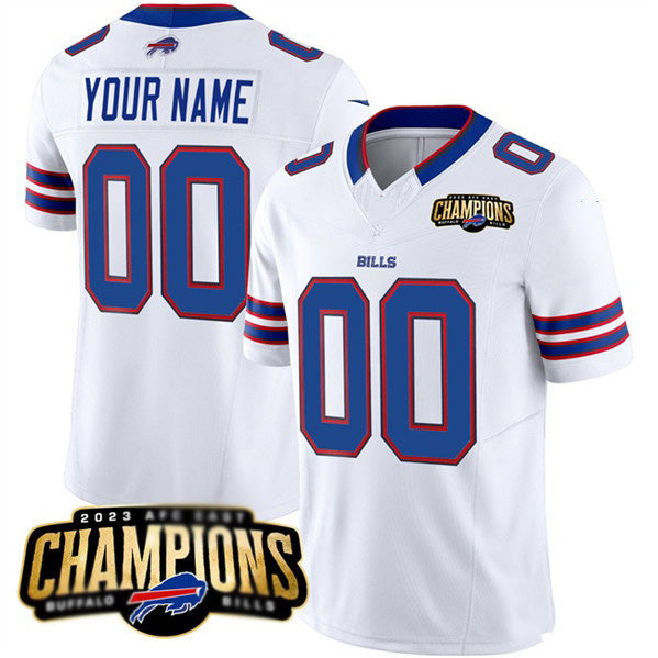 Custom B.Bills Active Player White 2023 F.U.S.E. AFC East Champions Ptach Stitched Football American Jersey