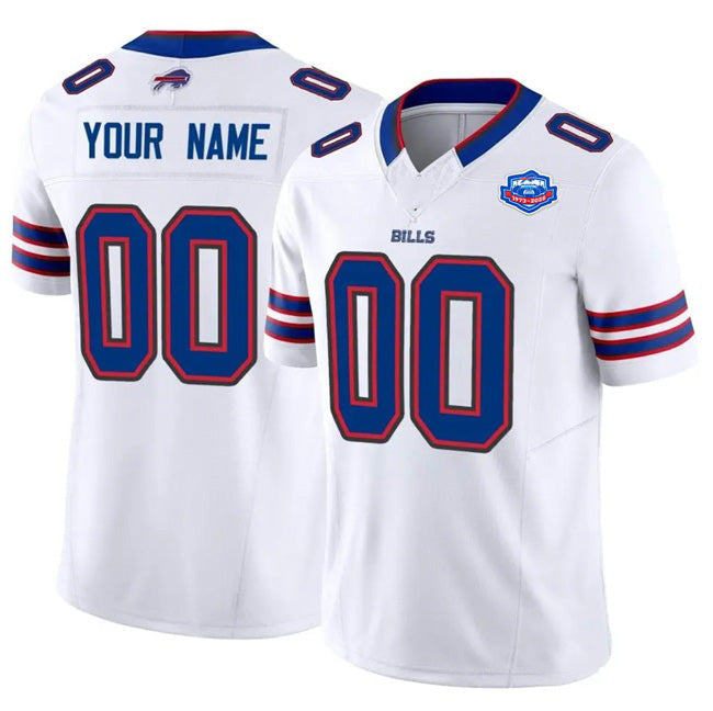 Custom B.Bills Active Player White 2025 F.U.S.E. With Farewell Patch Vapor Untouchable Limited Stitched Football American Jersey