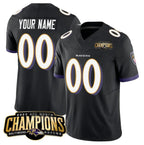 Custom B.Ravens Active Player Black 2023 F.U.S.E. AFC North Champions Vapor Limited Stitched Football American Jersey