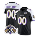 Custom B.Ravens Active Player Black White 2023 F.U.S.E With Patch Throwback Vapor Limited Stitched Football American Jersey