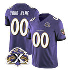 Custom B.Ravens Active Player Purple 2023 F.U.S.E With Patch Throwback Vapor Limited Stitched Football American Jersey